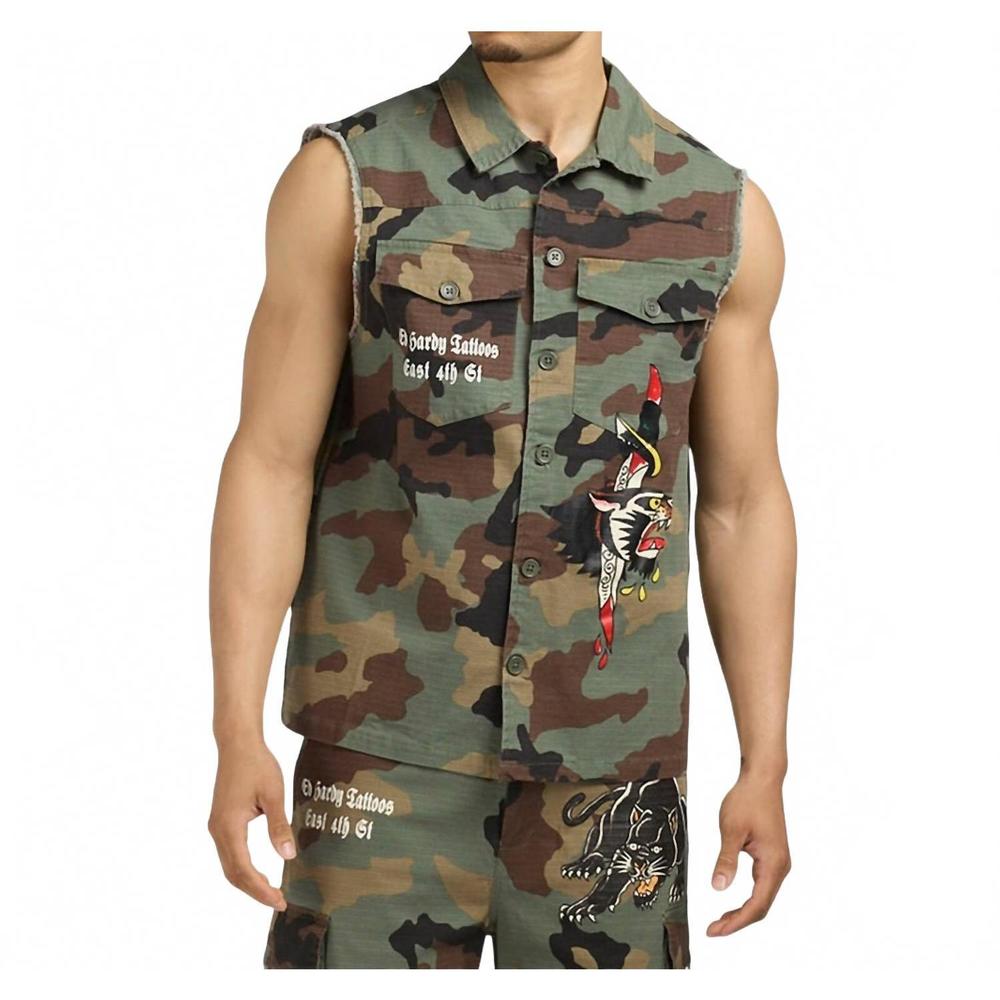 NEW ED HARDY panther twill jacket in camo